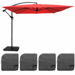 Parasol dport 3x3m et 4 dalles  remplir acier rouge