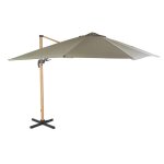 Parasol dport 3x3m en aluminium imitation bois et toile vert kaki