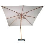 Parasol déporté en alu finition bois toile écrue 3x3m Parasol déporté en alu finition bois toile écrue 3x3m