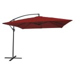 Parasol déporté carré 2, 7x2, 7m en acier et toile rouge Parasol déporté carré 2, 7x2, 7m en acier et toile rouge