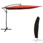 Parasol dport carr 2, 7x2, 7m acier toile terracotta avec housse