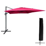 Parasol dport carr 3x3m aluminium toile rose avec housse