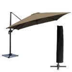 Parasol déporté carré 3x3m aluminium toile taupe avec housse Parasol déporté carré 3x3m aluminium toile taupe avec housse