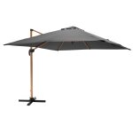 Parasol dport carr 3x3m effet bois anthracite