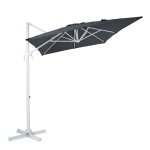 Parasol dport carr, inclinable, en aluminium blanc / gris 200x300cm