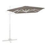 Parasol dport carr, inclinable, aluminium, blanc / taupe, 200x300cm