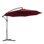 Parasol dport inclinable manivelle avec pied en acier bordeaux