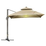 Parasol dport led carr double toit inclinable pivotant 360 beige
