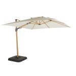 Parasol dport professionnel 3x3m en aluminium  pied imitation bois et toile cru recycle