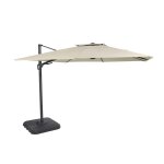 Parasol déporté professionnel 3x3m en aluminium à pied et toile écrue recyclée Parasol déporté professionnel 3x3m en aluminium à pied et toile écrue recyclée