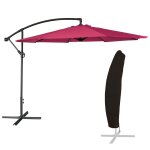 Parasol dport rond 3m en acier toile fuchsia avec housse