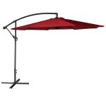 Parasol déporté rond 3m en acier et toile rouge Parasol déporté rond 3m en acier et toile rouge
