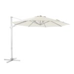 Parasol déporté rond, inclinable, aluminium blanc / beige, Ø 300cm Parasol déporté rond, inclinable, aluminium blanc / beige, Ø 300cm