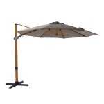 Parasol déporté rond, inclinable, aluminium bois / taupe, Ø 300cm Parasol déporté rond, inclinable, aluminium bois / taupe, Ø 300cm