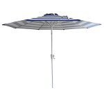 Parasol droit rond 2, 70m en aluminium et toile � rayures bleues