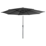 Parasol droit rond 3, 30m en aluminium et toile grise Parasol droit rond 3, 30m en aluminium et toile grise