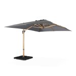 Parasol gris 3x4m, mt effet bois + dalles