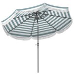 Parasol de jardin extérieur manivelle toile polyester bleu Parasol de jardin extérieur manivelle toile polyester bleu