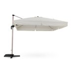 Parasol suspendu structure imitation bois et tissu blanc naturel 3x3m Parasol suspendu structure imitation bois et tissu blanc naturel 3x3m