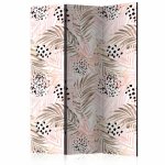 Paravent 3 volets en toile intiss�e motif feuilles de palmier