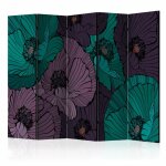 Paravent 5 volets en toile intiss�e flowerbed