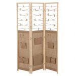 Paravent en bois 3 panneaux intérieur beige 120 x 170 cm Paravent en bois 3 panneaux intérieur beige 120 x 170 cm