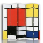 Paravent composition avec large plan rouge, mondrian cm 180x170 (5x) Paravent composition avec large plan rouge, mondrian cm 180x170 (5x)