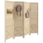 Paravent intérieur 4 panneaux perforés en bois naturel Paravent intérieur 4 panneaux perforés en bois naturel