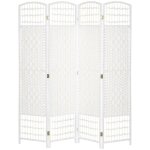 Paravent intérieur 4 panneaux pliables bambou tressées blanc paille Paravent intérieur 4 panneaux pliables bambou tressées blanc paille