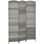 Paravent intérieur pliable 3 panneaux polypropylène et bois gris Paravent intérieur pliable 3 panneaux polypropylène et bois gris