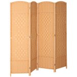 Paravent intrieur pliable 4 panneaux polypropylne bois brun clair