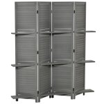 Paravent intrieur pliable bois de paulownia gris