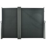 Paravent rétractable double store latéral polyester gris Paravent rétractable double store latéral polyester gris