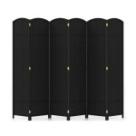 Paravent sparateur de pice 6 panneaux pliable noir 240 x 170 cm