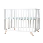 Parc 75x100 rglable avec tapis vert givr en bois blanc bio