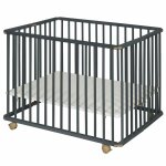 Parc bb bois massif gris 75x100 cm