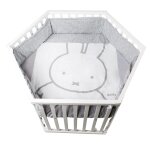 Parc hexagonal rglable avec tour lapin gris en bois blanc