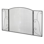 Pare - feu chemine 3 volets pliables acier mtal noir