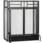 Pare - feu pare - étincelles cheminée 3 volets pliables portes métal noir Pare - feu pare - étincelles cheminée 3 volets pliables portes métal noir