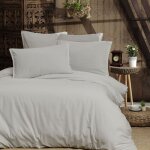 Parure 4 pi�ces lit 2 personnes gris perle housse de couette 240x220