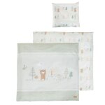 Parure de berceau réversible 100% coton vert pastel thème forêt Parure de berceau réversible 100% coton vert pastel thème forêt