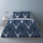 Parure de couette 100% coton flanelle imprim�e 240x220cm 2 taies