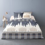 Parure de couette 100% coton flanelle imprimée 240x220cm 2 taies Parure de couette 100% coton flanelle imprimée 240x220cm 2 taies