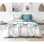 Parure de couette 3 pièces en percale de coton 220x240 bleu pastel Parure de couette 3 pièces en percale de coton 220x240 bleu pastel