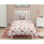 Parure de couette enfant 100% coton - beige crme - 140x200 cm