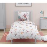 Parure de couette enfant 100% coton - rose - 140x200 cm