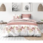 Parure de couette en percale de coton 220x240 blanc et rose Parure de couette en percale de coton 220x240 blanc et rose