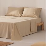 Parure de draps en 100% coton beige 80x200 + 45x110cm