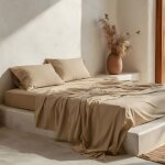 Parure de draps en 100% coton lin 200x200 + (2)50x125cm