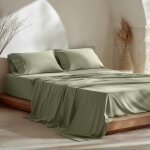 Parure de draps en 100% coton vert 200x200 + (2)50x125cm